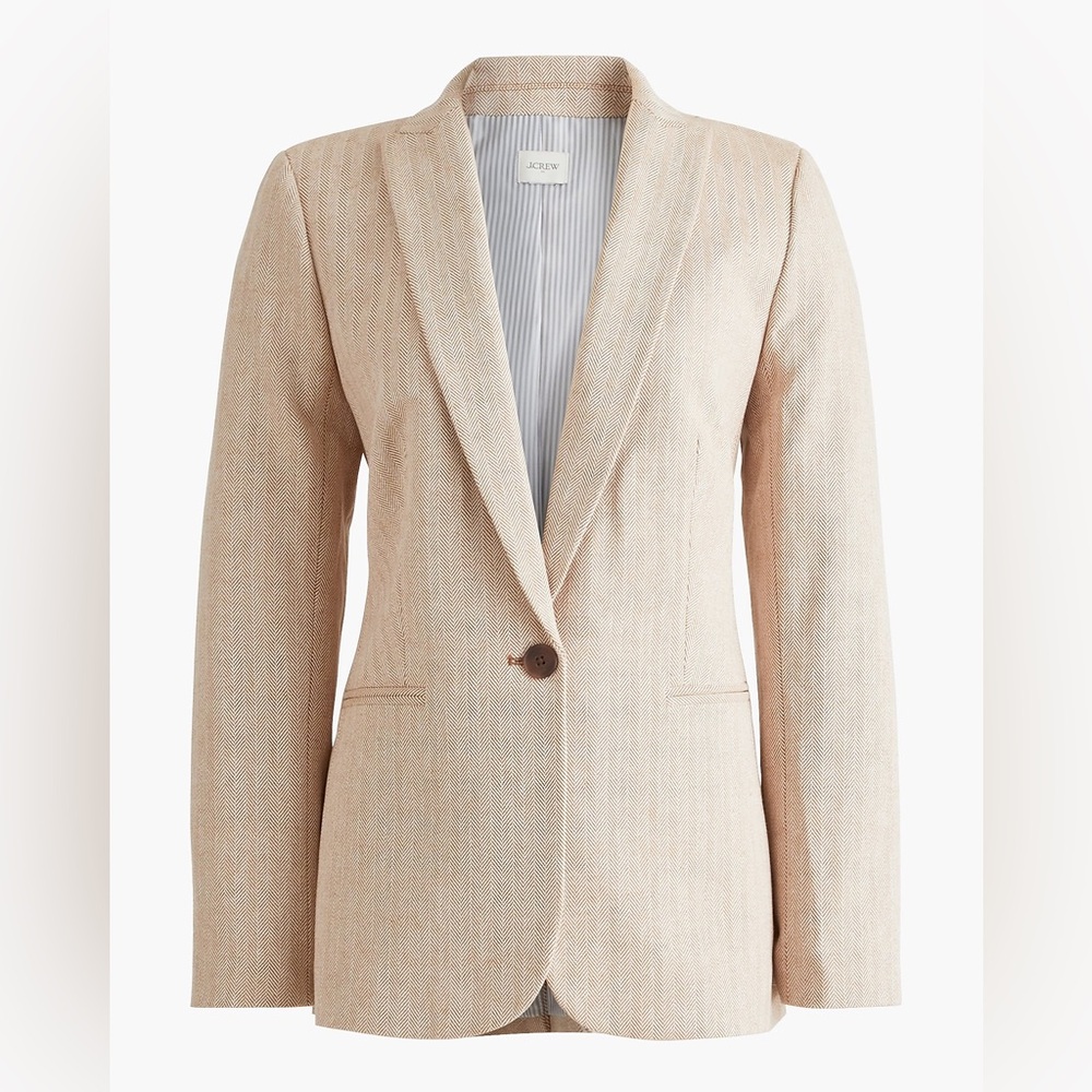 J. Crew Factory Petite cotton herringbone one-button blazer Size 14 - Picture 2 of 6